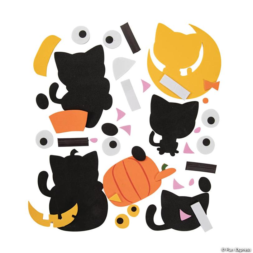 Halloween Cat Magnet Craft Kit-10Pk
